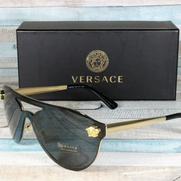 VERSACE GOLD GRAY 42MM WOMENS SUNGLASSES Versace VE2256 100287 Sunglasses Women main image 2